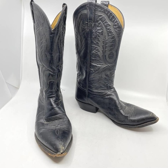 Tony Lama Shoes - Vintage 90's TONY LAMA Cowboy Boots in Black Leather